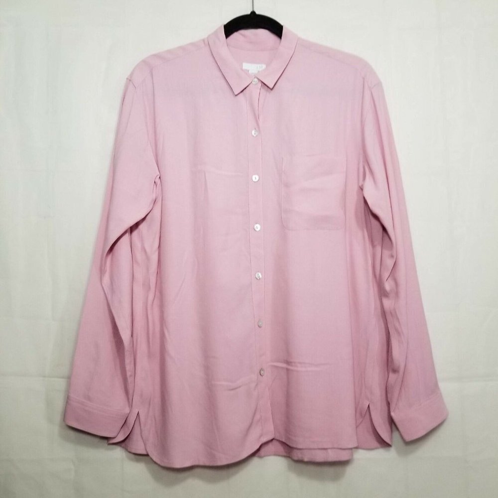 J.Jill rayon long sleeve button down shirt pink size S flowy shell buttons